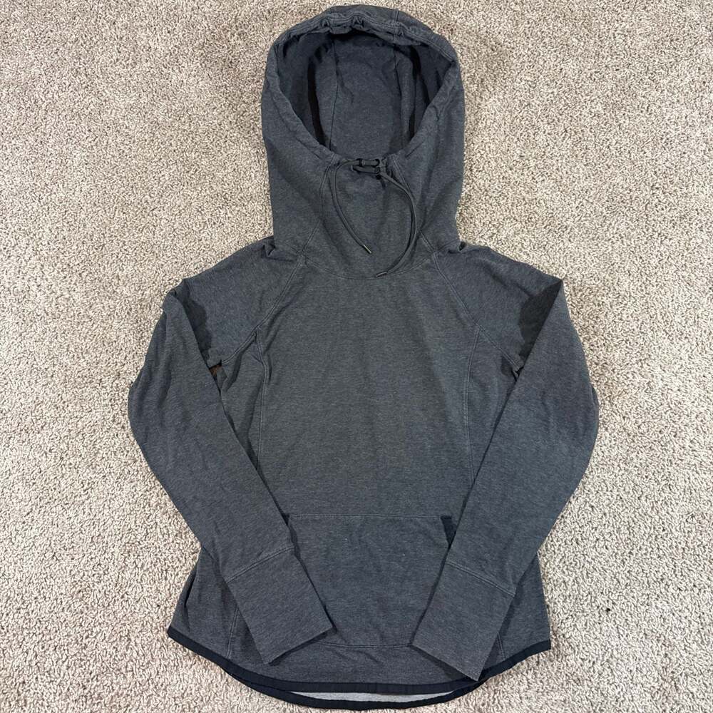 Athleta Gray Performance Hoodie Womens Small Thumbholes Athletic Pullover Traini